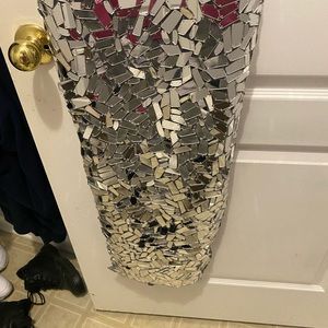 Prom dress size small only worn once for 2 hours color silver